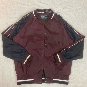 Vintage Hard Edge Men's M Burgundy Bomber Jacket
